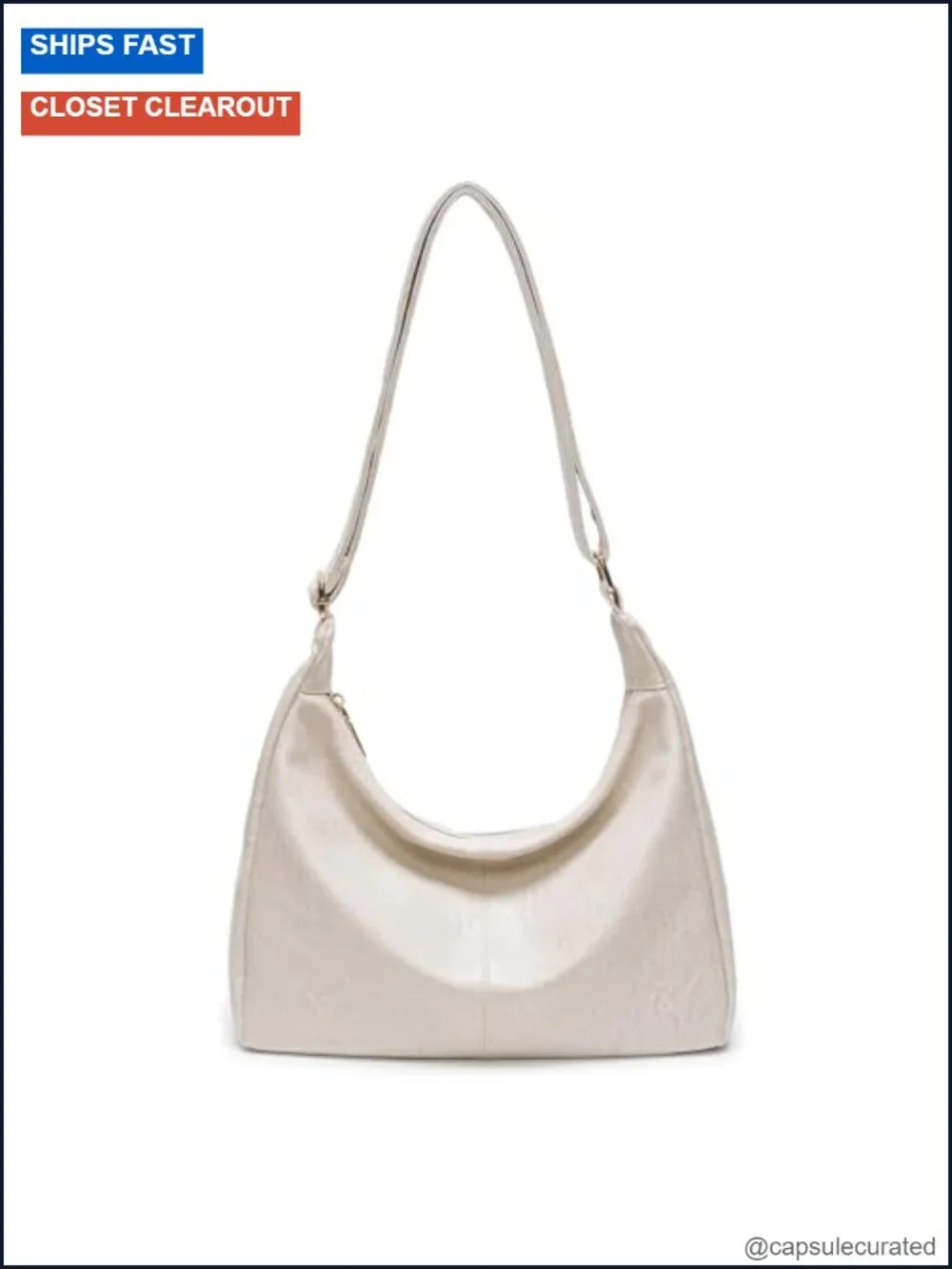 Slouchy Hobo Bag Foldable Crossbody PU Leather Adjustable Strap 5 Pockets